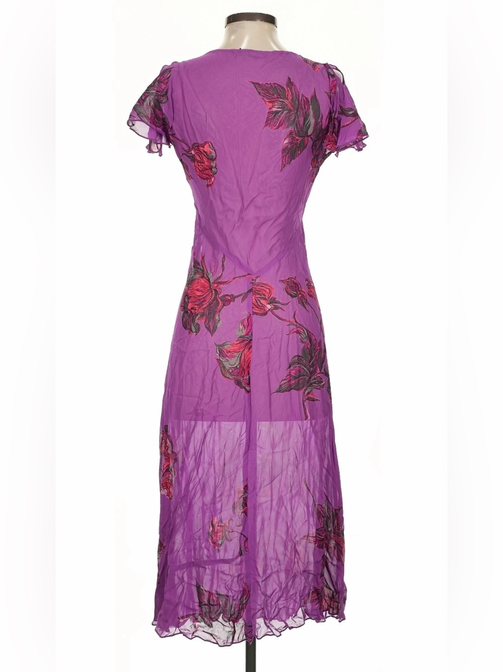 Vintage 90s Y2K Betsey Johnson sheer purple floral maxi dress - Picture 2 of 9